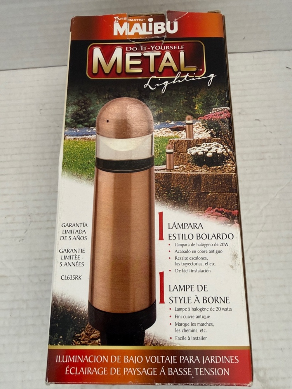 Intermatic Malibu CL635RK Low Voltage Bollard Metal Capped 20W Antique Copper